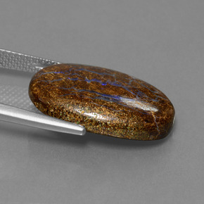 13.05캐럿 천연 다색 볼더 오팔, 타원형 컷, 불투명체