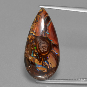 11.35캐럿 천연 멀티컬러 볼더 오팔, 배 모양, 23.2×11.4 mm, 불투명체