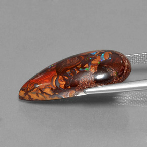 11.35캐럿 천연 멀티컬러 볼더 오팔, 배 모양, 23.2×11.4 mm, 불투명체