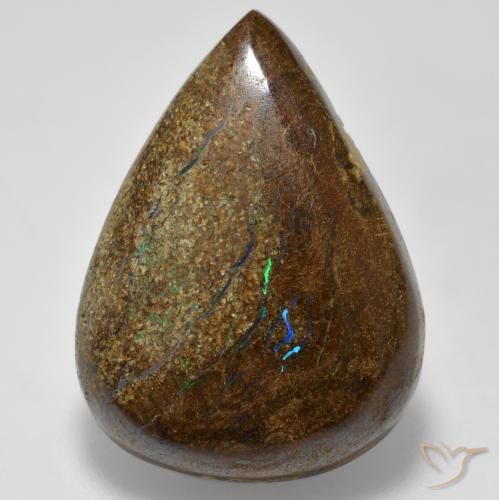 21.20ct 자연스러운 다색 볼더 오팔, 배 모양, 불투명체