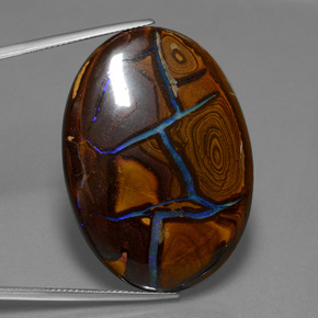 66.28캐럿 천연 멀티컬러 볼더 오팔, 타원형 컷, 39.3×28.2 mm, 불투명체