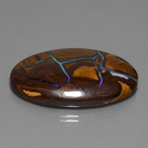 66.28캐럿 천연 멀티컬러 볼더 오팔, 타원형 컷, 39.3×28.2 mm, 불투명체
