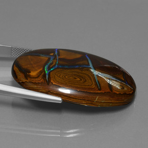 66.28캐럿 천연 멀티컬러 볼더 오팔, 타원형 컷, 39.3×28.2 mm, 불투명체