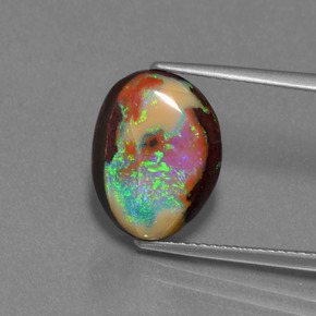 6.24캐럿 천연 멀티컬러 볼더 오팔, 멋진 모양, 14×10.6 mm, 불투명체
