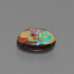 6.24캐럿 천연 멀티컬러 볼더 오팔, 멋진 모양, 14×10.6 mm, 불투명체