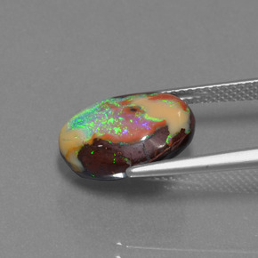 6.24캐럿 천연 멀티컬러 볼더 오팔, 멋진 모양, 14×10.6 mm, 불투명체