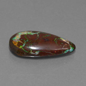 22.94캐럿 천연 멀티컬러 볼더 오팔, 배 모양, 29.2×14.7 mm, 불투명체