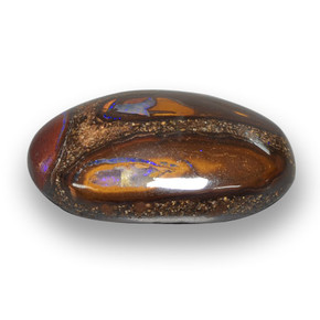 12.14캐럿 천연 멀티컬러 볼더 오팔, 타원형 컷, 18.6×12.8 mm, 불투명체