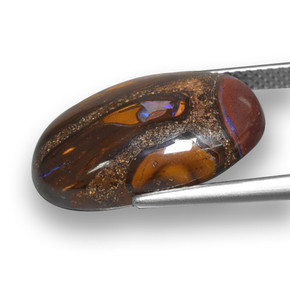 12.14캐럿 천연 멀티컬러 볼더 오팔, 타원형 컷, 18.6×12.8 mm, 불투명체