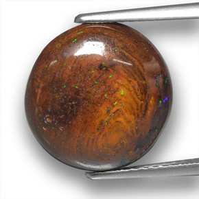 6.96캐럿 천연 멀티컬러 볼더 오팔, 라운드 컷, 13.44 mm, 불투명체