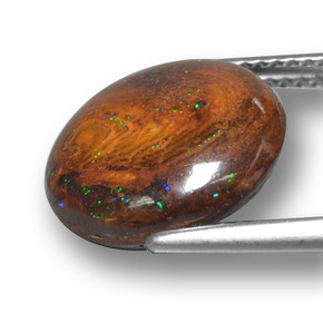 6.96캐럿 천연 멀티컬러 볼더 오팔, 라운드 컷, 13.44 mm, 불투명체