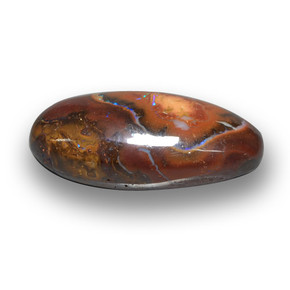 10.73캐럿 천연 멀티컬러 볼더 오팔, 타원형 컷, 19.9×10.4 mm, 불투명체