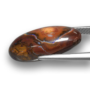 10.73캐럿 천연 멀티컬러 볼더 오팔, 타원형 컷, 19.9×10.4 mm, 불투명체
