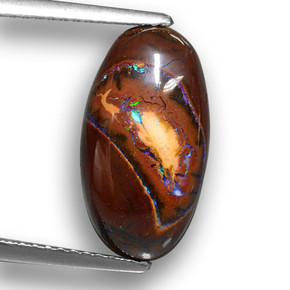 5.40캐럿 천연 멀티컬러 볼더 오팔, 타원형 컷, 15.7×8.8 mm, 불투명체