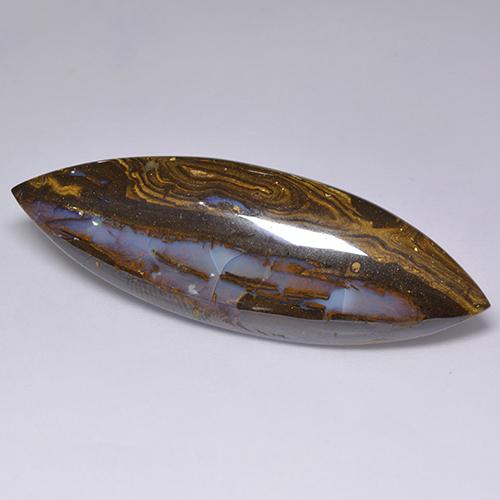36.92캐럿 천연 멀티컬러 볼더 오팔, 마퀴즈, 53.7×17.9 mm, 불투명체