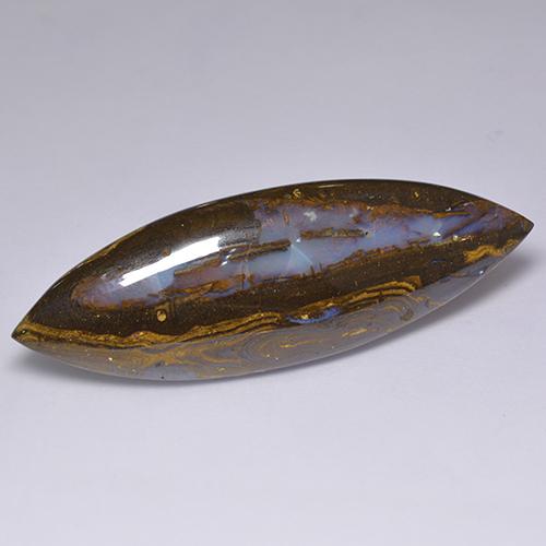 36.92캐럿 천연 멀티컬러 볼더 오팔, 마퀴즈, 53.7×17.9 mm, 불투명체
