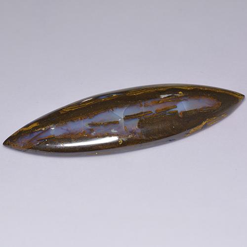36.92캐럿 천연 멀티컬러 볼더 오팔, 마퀴즈, 53.7×17.9 mm, 불투명체