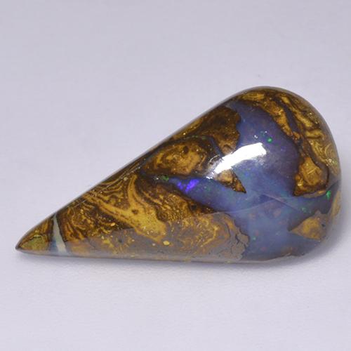 7.06캐럿 천연 멀티컬러 볼더 오팔, 배 모양, 22.4×11.7 mm, 불투명체
