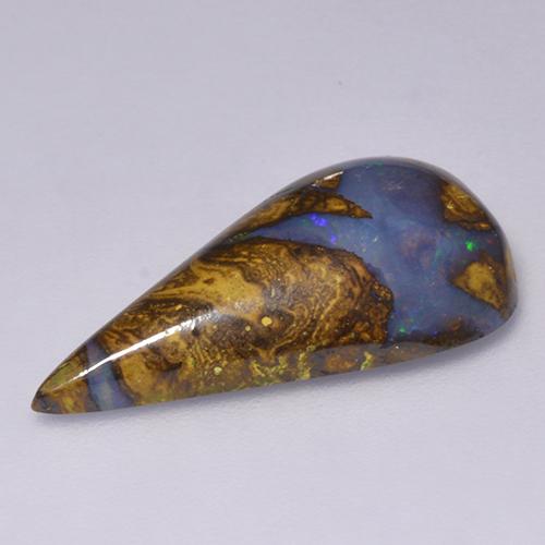 7.06캐럿 천연 멀티컬러 볼더 오팔, 배 모양, 22.4×11.7 mm, 불투명체