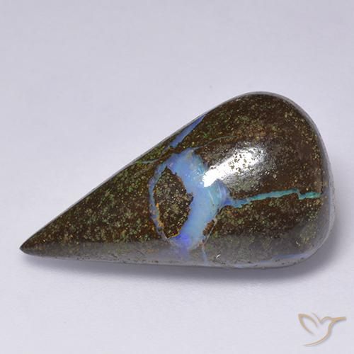 14.46ct 자연스러운 다색 볼더 오팔, 배 모양, 불투명체