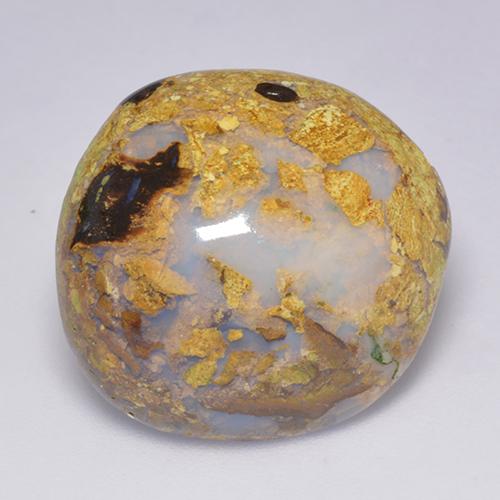 14.87캐럿 천연 멀티컬러 볼더 오팔, 멋진 모양, 19.8×18.6 mm, 불투명체