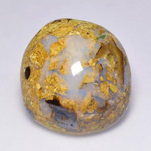 14.87캐럿 천연 멀티컬러 볼더 오팔, 멋진 모양, 19.8×18.6 mm, 불투명체