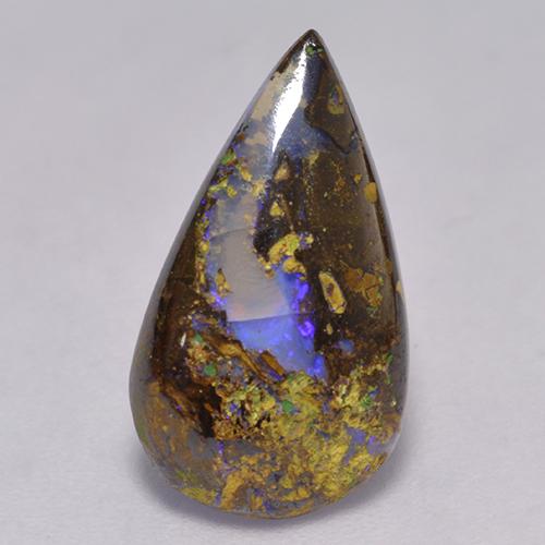 2.84캐럿 천연 멀티컬러 볼더 오팔, 배 모양, 15.7×9 mm, 투명한