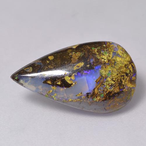 2.84캐럿 천연 멀티컬러 볼더 오팔, 배 모양, 15.7×9 mm, 투명한