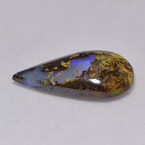 2.84캐럿 천연 멀티컬러 볼더 오팔, 배 모양, 15.7×9 mm, 투명한