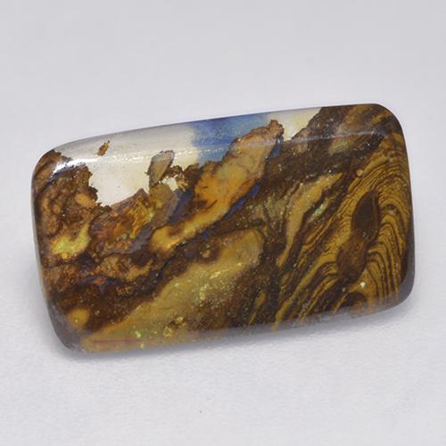 2.58캐럿 천연 멀티컬러 볼더 오팔, 쿠션 컷, 15.2×8.6 mm, 투명한