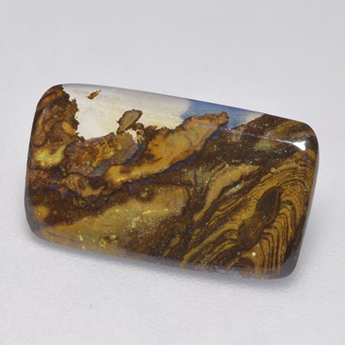 2.58캐럿 천연 멀티컬러 볼더 오팔, 쿠션 컷, 15.2×8.6 mm, 투명한