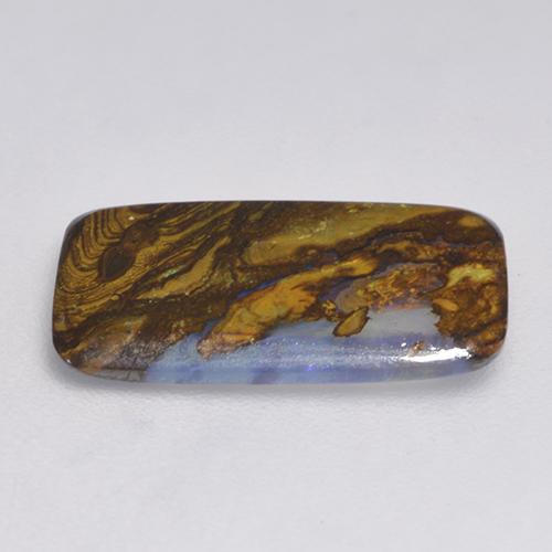 2.58캐럿 천연 멀티컬러 볼더 오팔, 쿠션 컷, 15.2×8.6 mm, 투명한