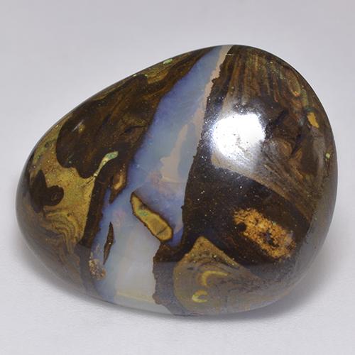 18.81캐럿 천연 멀티컬러 볼더 오팔, 멋진 모양, 23.4×19.2 mm, 투명한