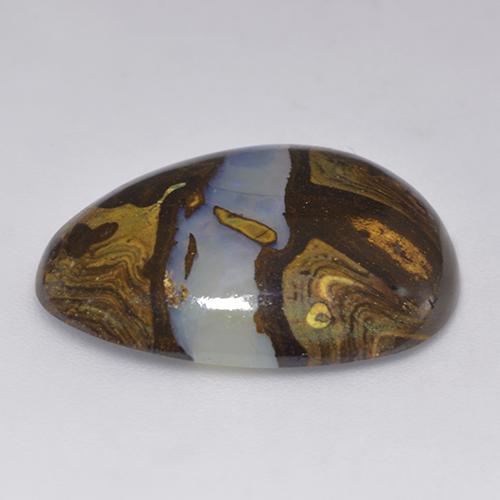 18.81캐럿 천연 멀티컬러 볼더 오팔, 멋진 모양, 23.4×19.2 mm, 투명한