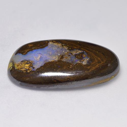 15.87캐럿 천연 멀티컬러 볼더 오팔, 멋진 모양, 23.6×14.7 mm, 불투명체