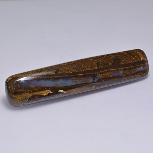 58.31캐럿 천연 멀티컬러 볼더 오팔, 쿠션 컷, 59×12.9 mm, 불투명체