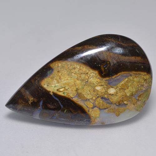 16.17캐럿 천연 다색 볼더 오팔, 배 모양, 불투명체