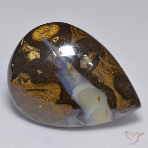 30.50ct 자연스러운 다색 볼더 오팔, 배 모양, 투명한