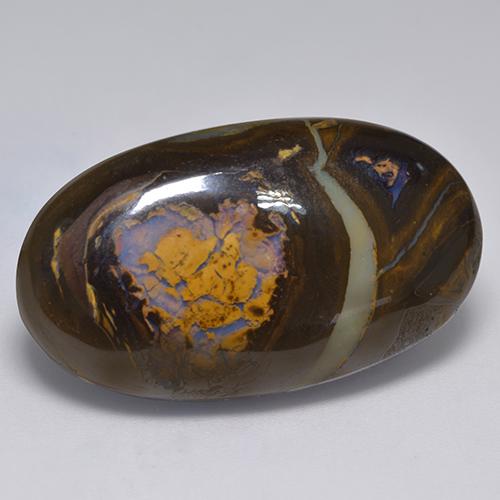 41.33캐럿 천연 멀티컬러 볼더 오팔, 타원형 컷, 31.6×18.3 mm, 불투명체