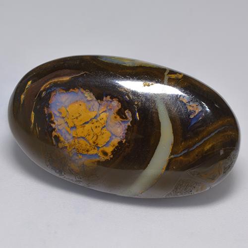 41.33캐럿 천연 멀티컬러 볼더 오팔, 타원형 컷, 31.6×18.3 mm, 불투명체
