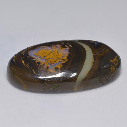 41.33캐럿 천연 멀티컬러 볼더 오팔, 타원형 컷, 31.6×18.3 mm, 불투명체