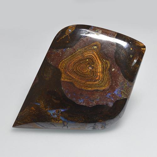 39.46캐럿 천연 멀티컬러 볼더 오팔, 멋진 모양, 42.8×30.2 mm, 불투명체