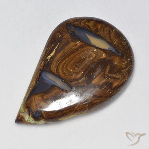 33.73캐럿 천연 멀티컬러 볼더 오팔, 멋진 모양, 35.2×23.5 mm, 투명한