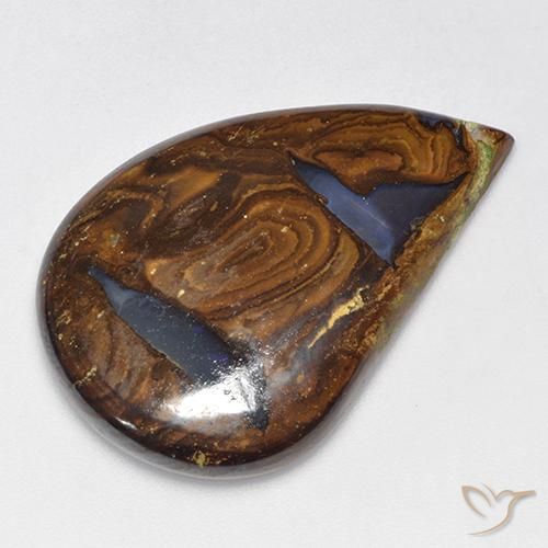 33.73캐럿 천연 멀티컬러 볼더 오팔, 멋진 모양, 35.2×23.5 mm, 투명한