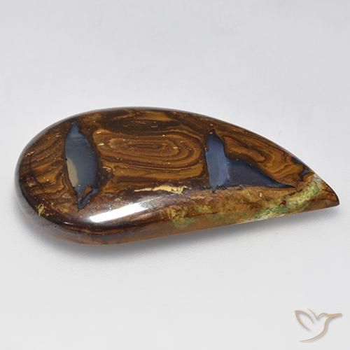 33.73캐럿 천연 멀티컬러 볼더 오팔, 멋진 모양, 35.2×23.5 mm, 투명한