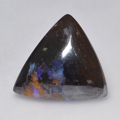 5.14캐럿 천연 멀티컬러 볼더 오팔, 트릴리언, 13.8×13.7 mm, 불투명체