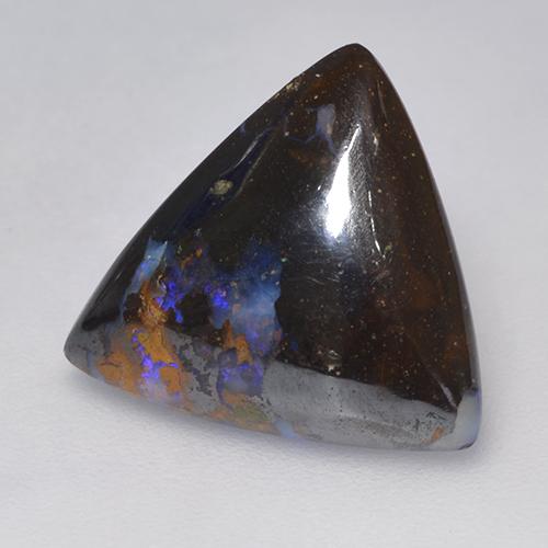 5.14캐럿 천연 멀티컬러 볼더 오팔, 트릴리언, 13.8×13.7 mm, 불투명체