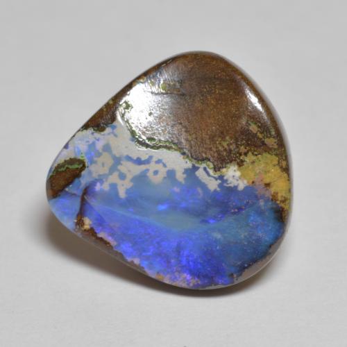 7.43캐럿 천연 멀티컬러 볼더 오팔, 배 모양, 15.3×14.6 mm, 불투명체