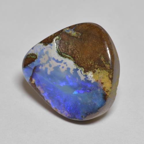 7.43캐럿 천연 멀티컬러 볼더 오팔, 배 모양, 15.3×14.6 mm, 불투명체