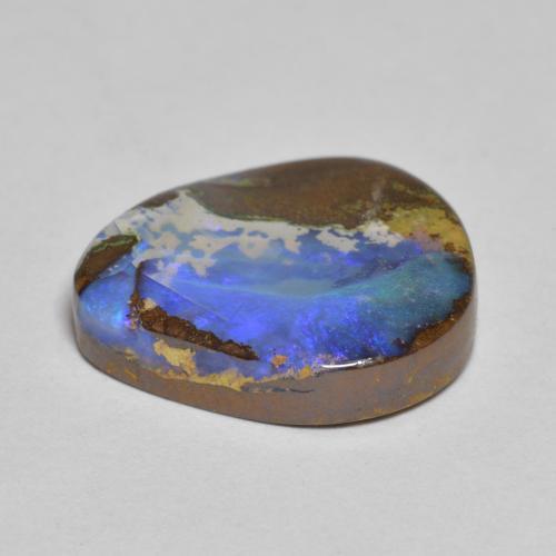 7.43캐럿 천연 멀티컬러 볼더 오팔, 배 모양, 15.3×14.6 mm, 불투명체